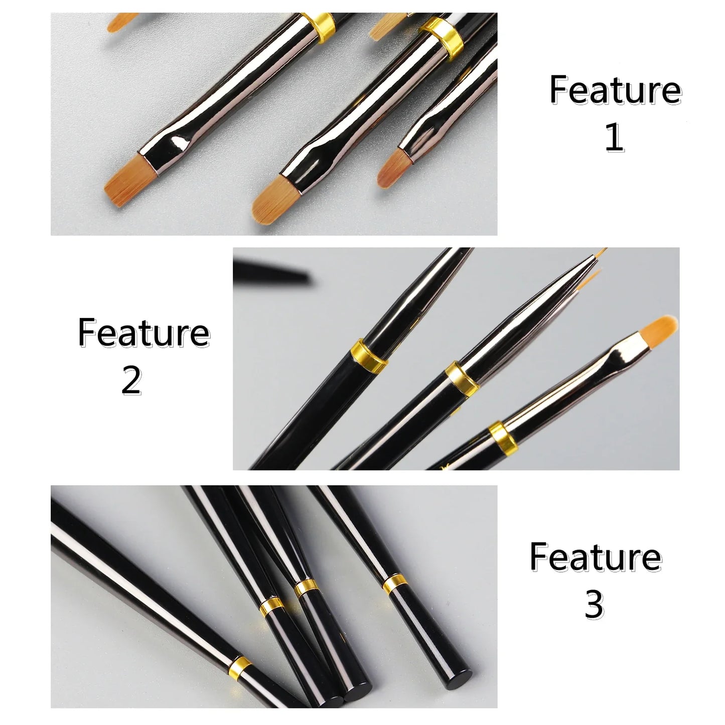 Black Nail Art Brush Gel Brush for Manicure Acrylic UV Gel Extension Pen Fish Nail Polish Painting Drawing Brush Nail Brush