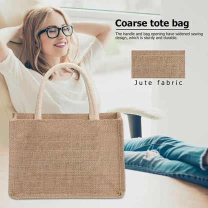 1Pcs Burlap Handbag Portable Linen Bag Retro Coarse Linen Jute Bag Reusable For Gift Bags Daily Sundries Storage Shopping Bags