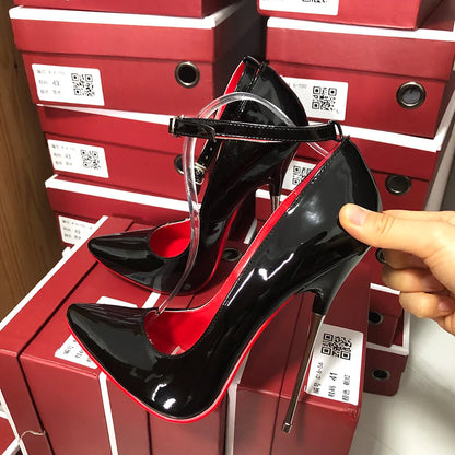 aichashi  -  Rose Sexy Women Pumps 16cm Metal High Heels Stilettos Fetish Model Ankle Strap SM Man Unisex Shoes Crossdresser Customize