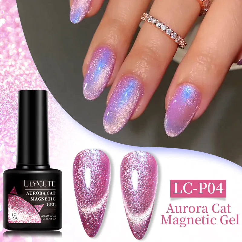 Aichashi 7ML Aurora Cat Magnetic Gel Nail Polish Nail Art Sparkle Glitter Gel Varnis Semi Permanent Soak Off  UV Gel Varnishes