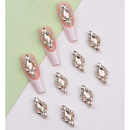 Aichashi 10pcs Gold 3D Nail Art Charms Shape Crystal Rhinestone Stones Nail Jewelry For Acrylic Nail Designer Accessories Decor