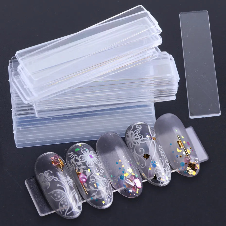 Aichashi 1Set False Nail Tips Nail Art Display Stand Transparent Practice Acrylic Gel Polish Holder Strip Manicure Showing Tools JI151-1