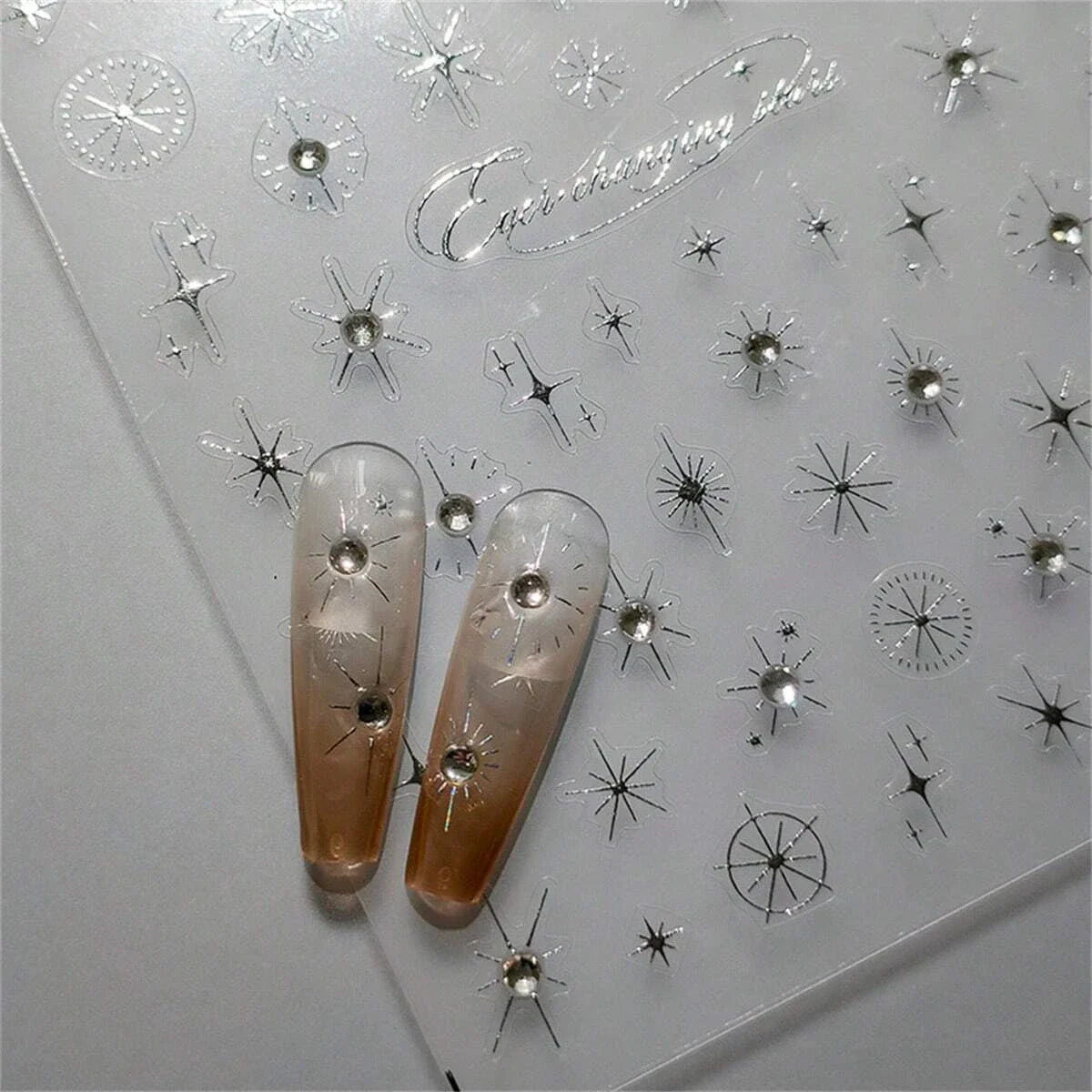 1pcs 5D Rhinestones Japanese Retro Wave Nail Art Stickers Gold Silver Self Adhesive Transfer Nail Decorations Slider Decals DIY