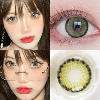 Aichashi 2PCS 1New Colored Contact Lenses for Natural Eyes Brown Colored LensBlue Contact Beauty Pupil Makeup 1 Year