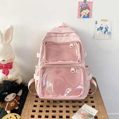 Aichashi BACK TO SCHOOL Kawaii Backpack Women Transparent Pocket Itabag Large-capacity Laptop Backpack School Bags For Girls High School JK Bag Mochilas