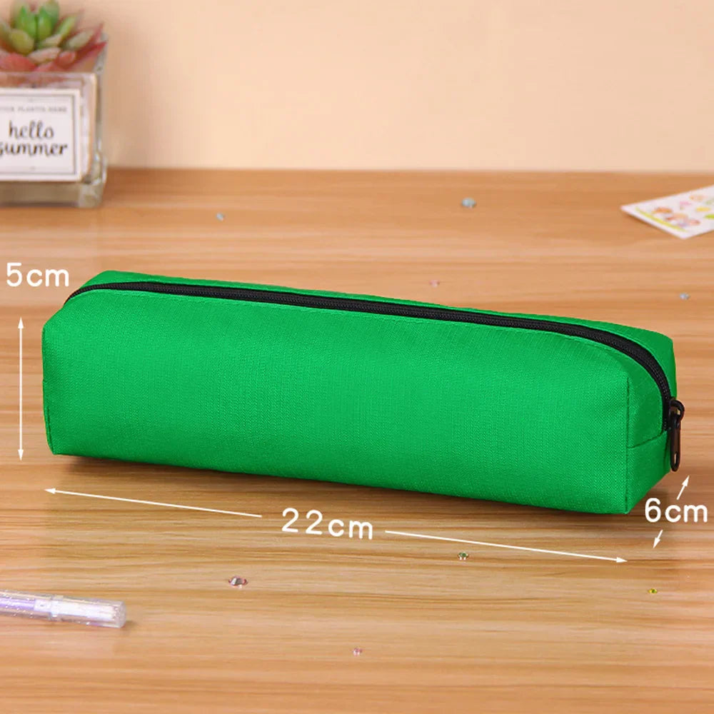 Aichashi BACK TO SCHOOL Solid Color Pencil Case Simple Pencil Bags For Student New Stationery School Supplies Kids Gift Zipper Big Cosmetic Bag