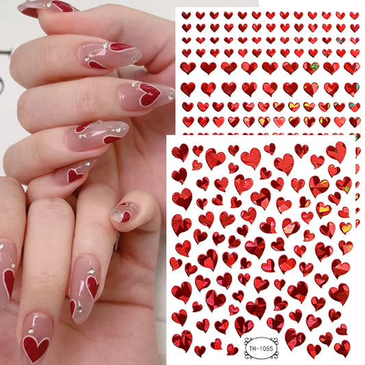 Aichashi Love Heart Nail Stickers Simple Heart Design Self-Adhesive Slider Letters Nail Art Decorations Stars Decals Manicure Accessories