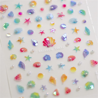 1pcs 5D Rhinestones Japanese Retro Wave Nail Art Stickers Gold Silver Self Adhesive Transfer Nail Decorations Slider Decals DIY