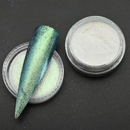 0.2g/jar Aurora Chrome Unicorn Nail Pigment Rainbow Mirror mermaid Nail Art Powder With 1-Sponge-Stick Unicorn Mirror Powder F-t