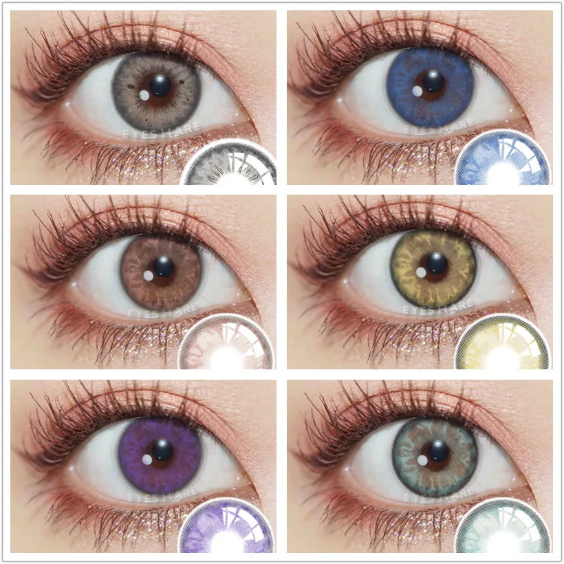 Aichashi Natural Color Contact Lenses for Eyes 2pcs GEM Series Colored Lens Blue Pink Contact Lens Yearly Cosmetic Contact Lens