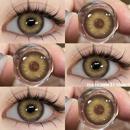 Colored Contact Lenses 1pair Natural Eye Lens Blue Eye Lenses Brown Lenses Gray Pupils Yearly Cosmetic Green Contacts