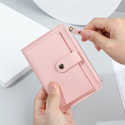 aichashi Women Wallets PU Leather Female Purse Mini Hasp Solid Multi-Cards Holder Coin Short Wallets Slim Small Wallet Zipper Hasp