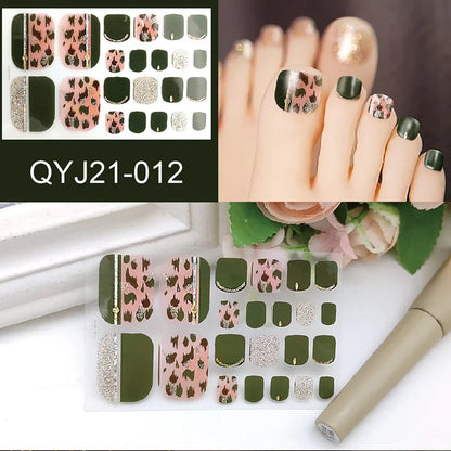 Aichashi 22 Tips Toe Nail Wraps Full Cover Nails Sticker Art Decorations Manicure Nail Vinyls Adhesive Nails Deco For Women Girls DIY