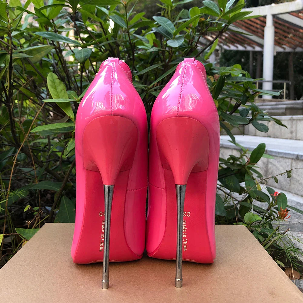 aichashi  -  Rose Sexy Women Pumps 16cm Metal High Heels Stilettos Fetish Model Ankle Strap SM Man Unisex Shoes Crossdresser Customize