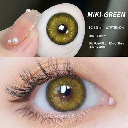 Aichashi 1 Pair NEW Colored Contact Lenses Green Eye Lenses Natural Brown Lens Fast Delivery Green Eye Lens Yearly Contacts Lens