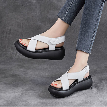 Aichashi New Fashion Sandals Women's New Summer Platform Flat Wedge with Retro Casual Roman Shoes Outdoor Comfortable Sports Shoes