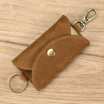 aichashi Vintage Crazy Horse Genuine Leather Keychain Men Women Key Holder Cow Split Car Key Bag Wallet Housekeeper Keyring Case wallets