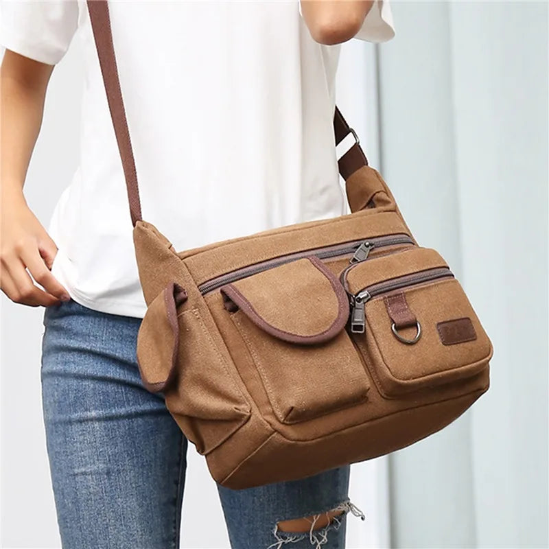 Aichashi Men Canvas Shoulder Bags Casual Tote Travel Men's Crossbody Bag Luxury Messenger Bags Fashion High Quality Handbag