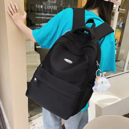 Aichashi Large Capacity Backpack for Simple Women Multi-Pocket Solid Color Fashion Backbag Cute Girl School Bag Daily Shopping Travel