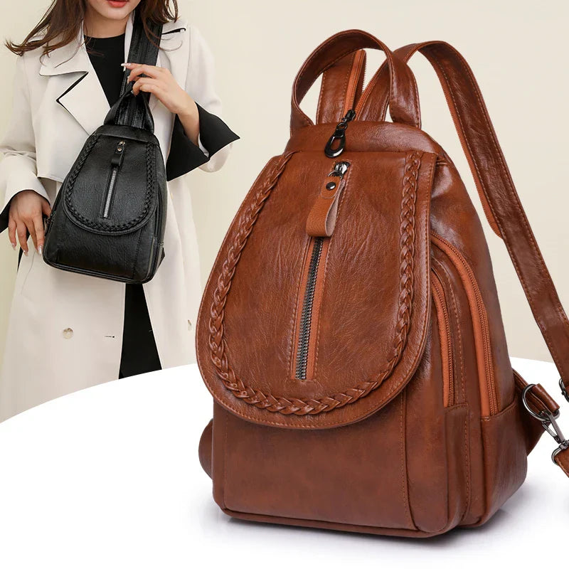 aichashi Soft Leather Shoulder Bag for Women  New Fashionable Mini Shopping Backpack Chest Bag Casual Versatile Diagonal Cross Bag