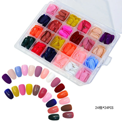 576/288pcs/box Colorful Fake Nails Acrylic Full Cover Nail Tips Ballet Wear Nail Press On Nails With Gel DIY Manicure Tools