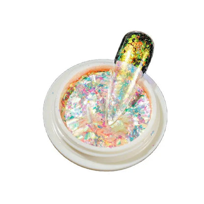 0.2g/jar Aurora Chrome Unicorn Nail Pigment Rainbow Mirror mermaid Nail Art Powder With 1-Sponge-Stick Unicorn Mirror Powder F-t