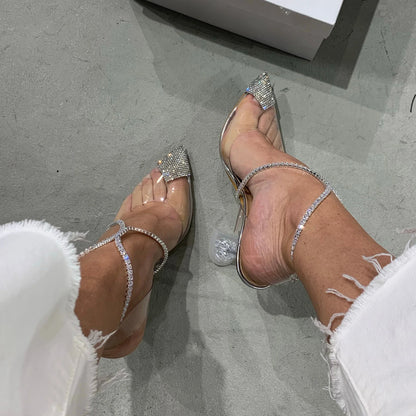 aichashi  -  Designer Transparent Crystal Sandals Women Clear High Heels Party Shoes Women Pumps Bling Bling Runway Sandals Summer Shoes