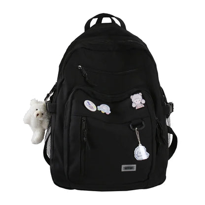 Aichashi BACK TO SCHOOL Fashion Big Student Backpack NEW Badge Rucksack Girls School Bag High Capacity Women Backpack Female Cute Leisure Travel Mochila