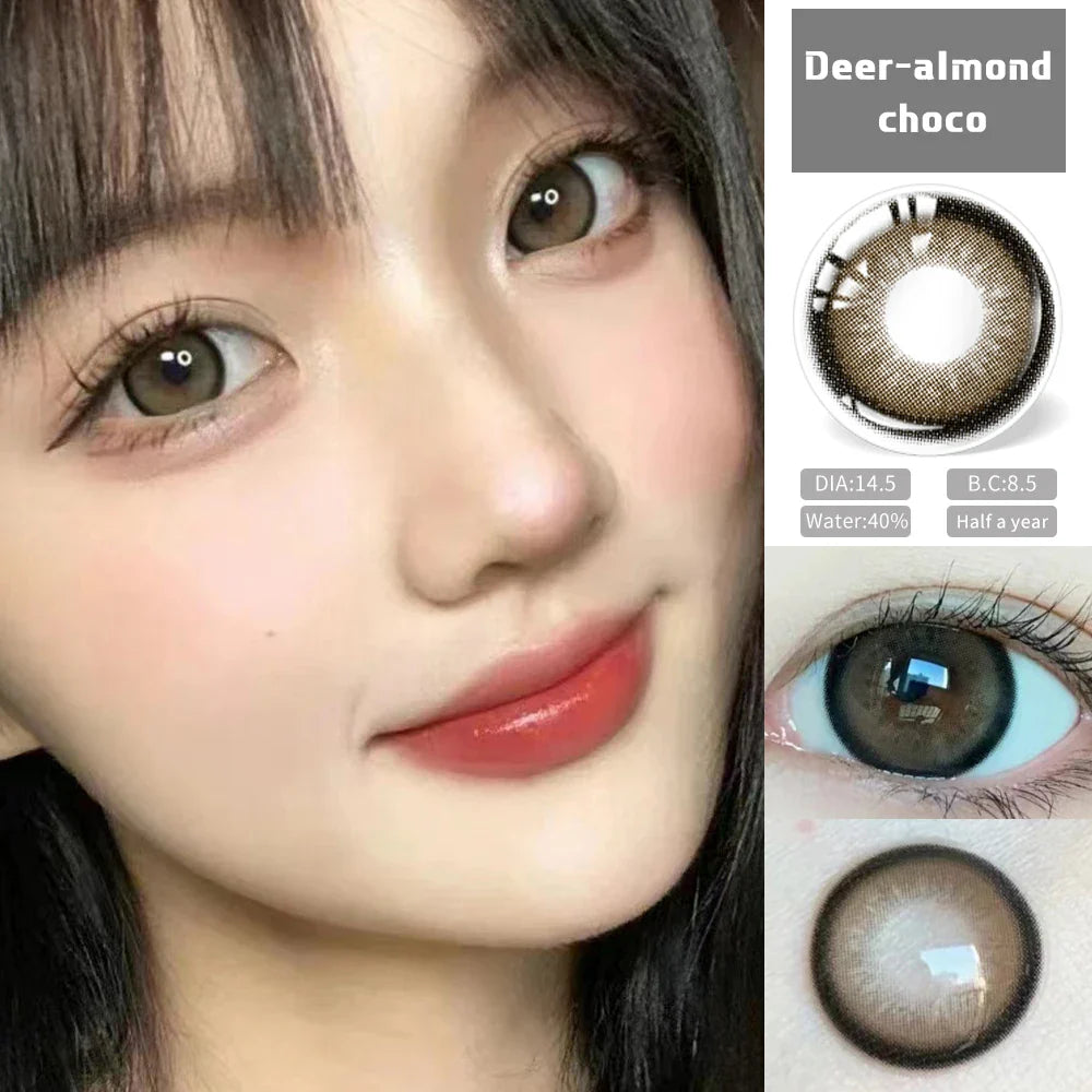 Aichashi 2PCS Brown Lenses Natural Contact Lenses for Eyes Super Beauty Eye Color Lenses Myopia Lenses With Diopters Prescription