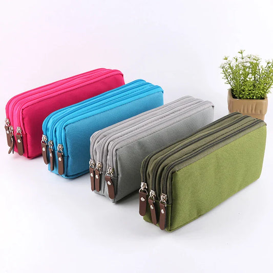 Aichashi BACK TO SCHOOL 3 Zippers Pencil Case School Supplies Trousse Scolaire Korean Stationery Large Capacity Pencil Pouch Estuche Kalemlik Pencilcase