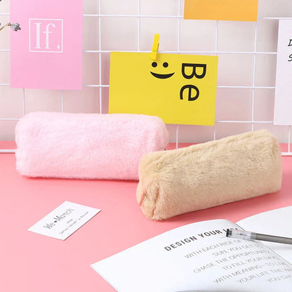 Aichashi BACK TO SCHOOL Pencil Case Black Cute Stationery Winter Pencilcase Trousse Scolaire Plush Pen Case Kalemlik School Supplies Pencil Pouch