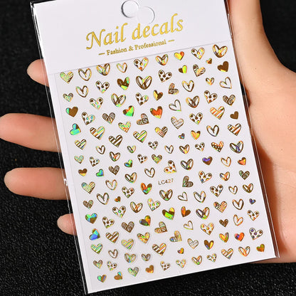 3D Gold Sun/Moon/Star Bronzing Nail Art Sticker 8*10cm Laser Star Moon Design Nail Decal Gold Silver Self-Adhesive Slider