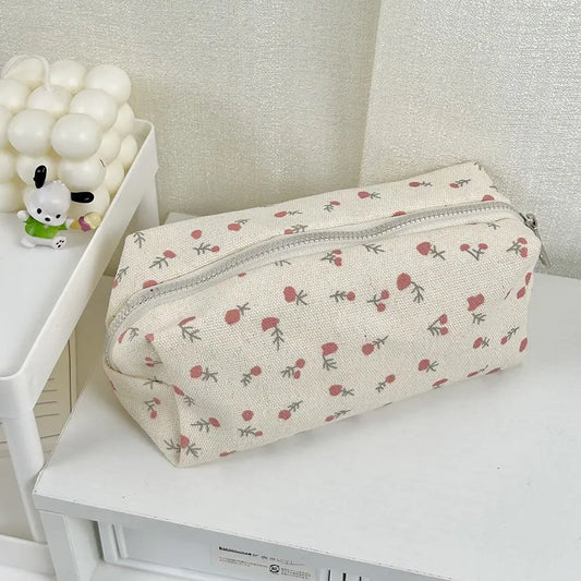 Aichashi BACK TO SCHOOL Cute Multifunctional Floral Pen Bag Student Cartoon Stationery Bag Large Capacity Pencil Case Stationery Organizer School Office