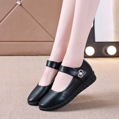 Aichashi Japanese School Uniform Shoes Women Flats Mary Jane Shoes With Hook Loop Ladies Leather Flat Shoes Black Loafers Nurse Shoes