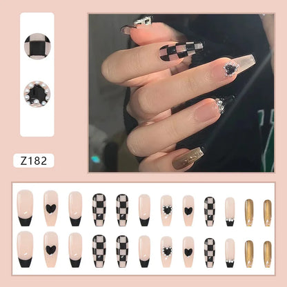 Aichashi Nail Art Fake Nails Long Island Iced Tea Wearing Jiashan Camellia Flower 3D Light Change Love Girl Blush Wearing Press on Nails