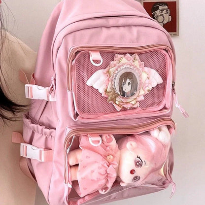 Aichashi BACK TO SCHOOL Kawaii Backpack Women Transparent Pocket Itabag Large-capacity Laptop Backpack School Bags For Girls High School JK Bag Mochilas