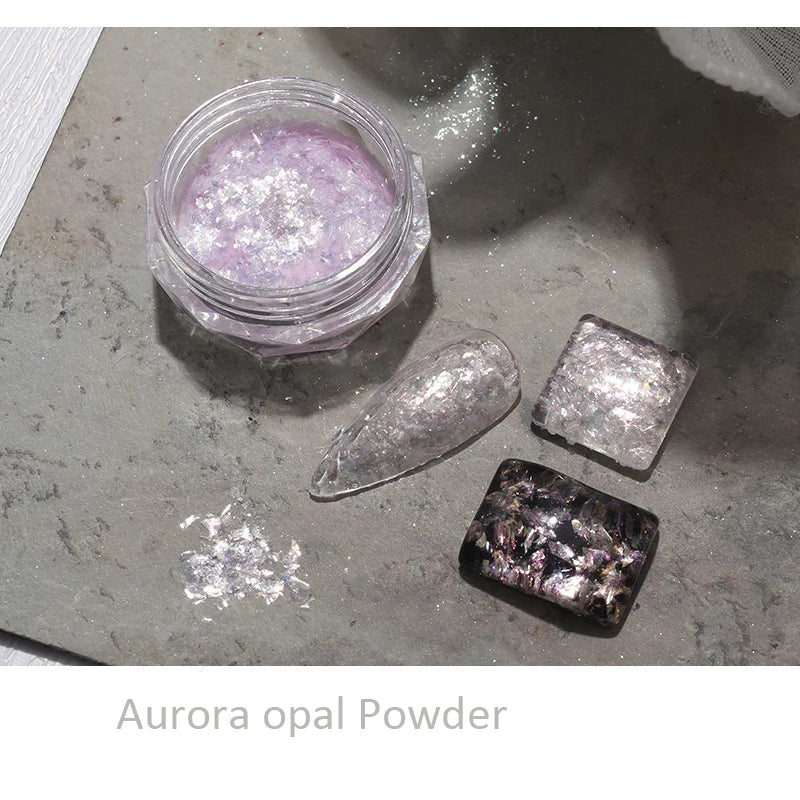 0.2g/jar Aurora Chrome Unicorn Nail Pigment Rainbow Mirror mermaid Nail Art Powder With 1-Sponge-Stick Unicorn Mirror Powder F-t