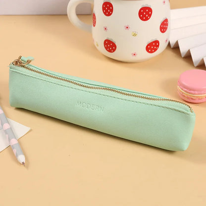 Aichashi BACK TO SCHOOL Pencil Case Black Trousse Pencil Pouch Estuches Korean Stationery PU Leather Bag Astuccio Pen Case Estojo Escolar Pencilcase