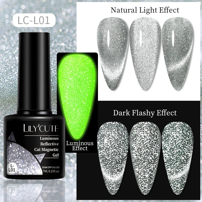 Aichashi 7ML Aurora Cat Magnetic Gel Nail Polish Nail Art Sparkle Glitter Gel Varnis Semi Permanent Soak Off  UV Gel Varnishes