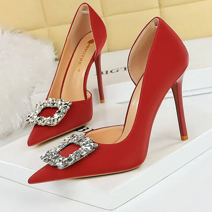 aichashi  - Luxury Heels 10.5 Cm Women Pumps Rhinestone Design High Heels Fashion Wedding Shoes Stilettos Sexy Party Shoes 10 Colour Pumps