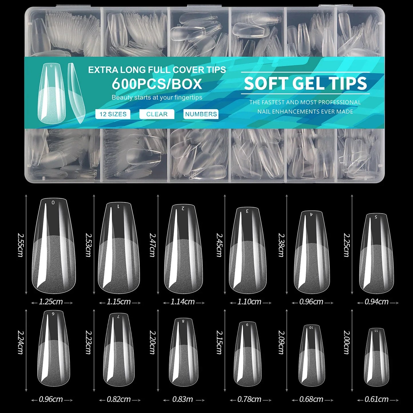 600pcs/Box Semi Frosted Matte Press On Nail Tips Full Cover Acrylic False Nails Oval Almond Sculpted Fake Nail