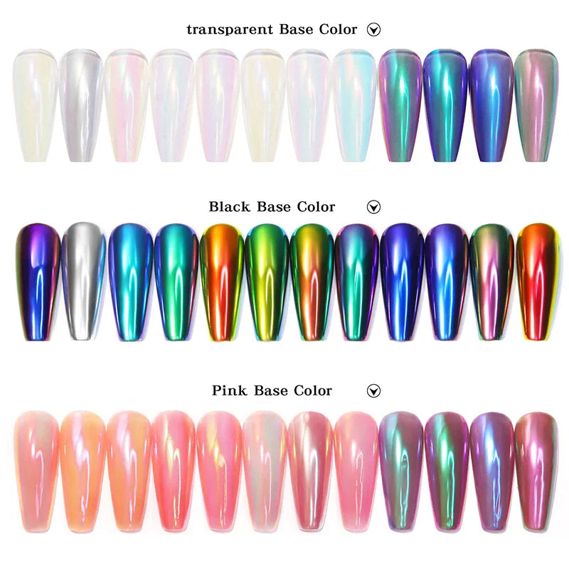 5ml Magic Chrome Liquid Aurora Powder Metallic Mirror Effect Nail Polish Function Top Coat Can Be Use on Any Color Nail Design