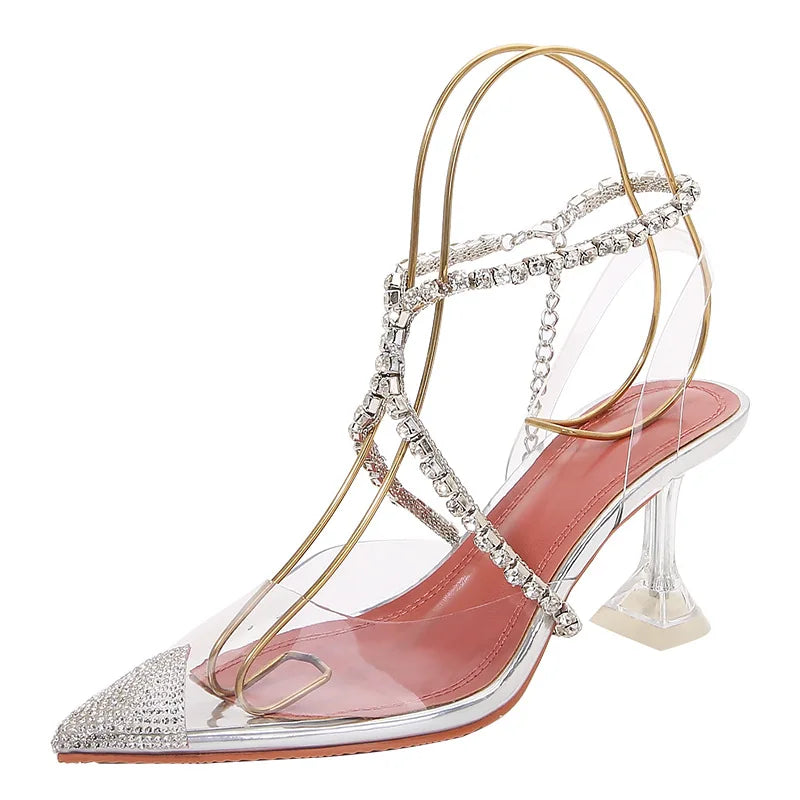 aichashi  -  Designer Transparent Crystal Sandals Women Clear High Heels Party Shoes Women Pumps Bling Bling Runway Sandals Summer Shoes