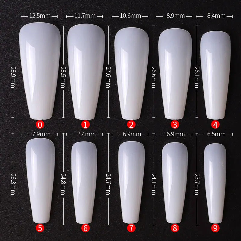 500pcs/bag Long Ballerina Nails Clear Natural Coffin False Nails Art Tips Ultra Flexible Fake Nails Full Cover Designs Manicure