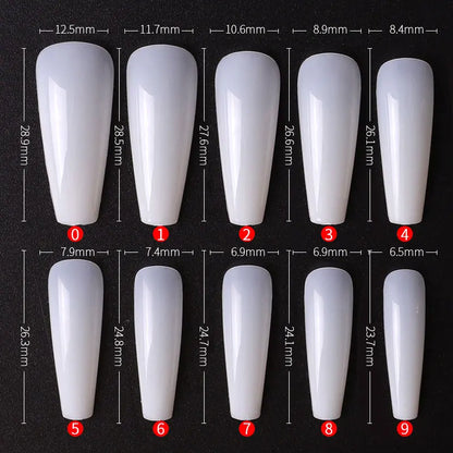 500pcs/bag Long Ballerina Nails Clear Natural Coffin False Nails Art Tips Ultra Flexible Fake Nails Full Cover Designs Manicure