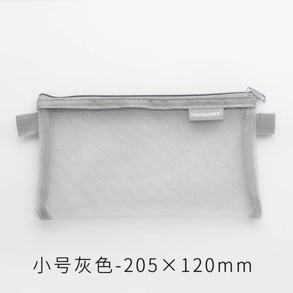 Aichashi BACK TO SCHOOL Transparent Mesh Pencil Case Pencil Bags Square/Oval Portable Pen Pencil Pouch Bag School Office Supplies Stationery Pen Box