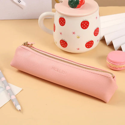 Aichashi BACK TO SCHOOL Pencil Case Black Trousse Pencil Pouch Estuches Korean Stationery PU Leather Bag Astuccio Pen Case Estojo Escolar Pencilcase