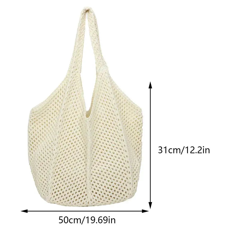 Aichashi Fashion Crochet Tote Bag for Women Summer Beach Straw Handbag Large Capacity Hollow Out Knitted Bags Bohemian Woven Shoulder Bag