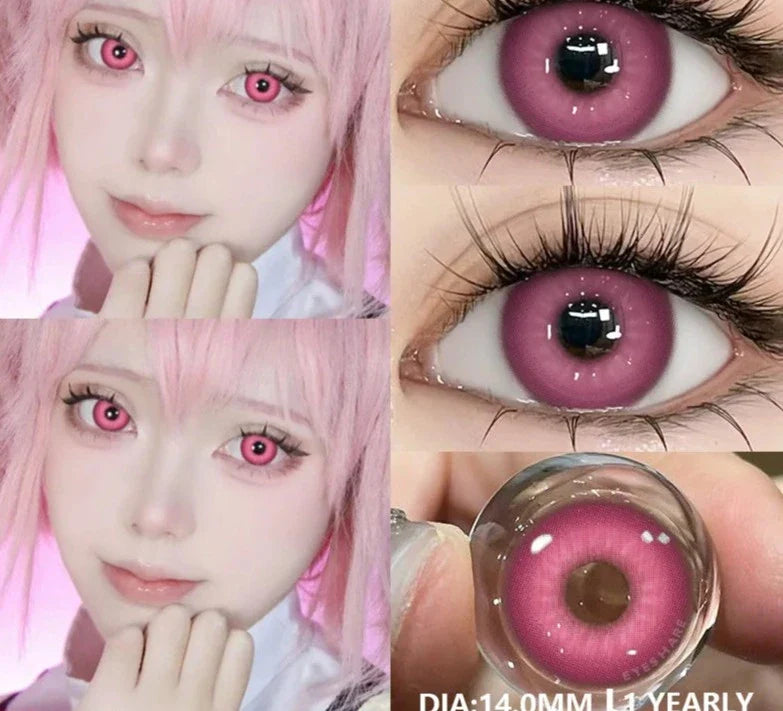 Aichashi 1 Pair Fashion Pink Cosplay Anime Lenses Color Contact Lenses for Eyes Cosmetics Purple Lenses Yearly Eye Contact Lens