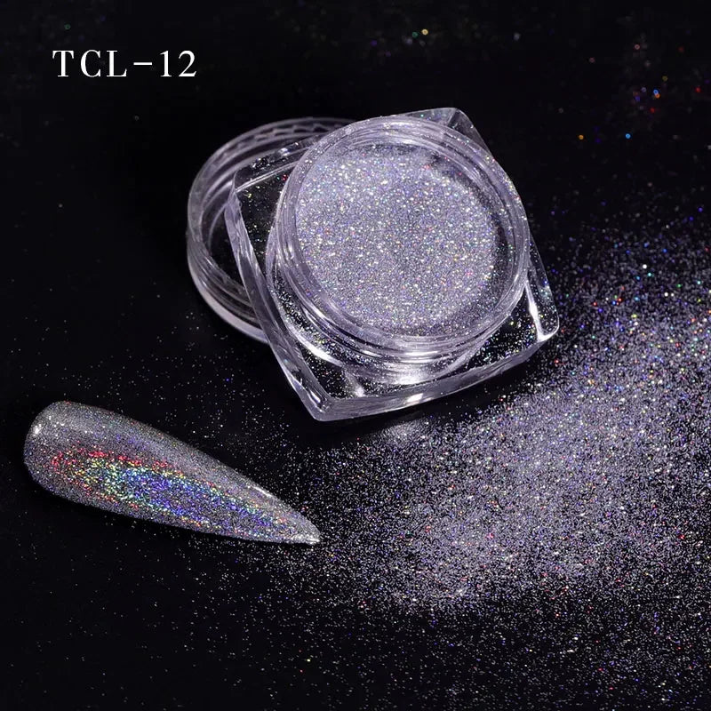 1Box Nail Mirror Glitter Powder Laser Holographic Powder Metal Effect Nail Glitter Gold Nail Art UV Gel Polish Chrome Sheet